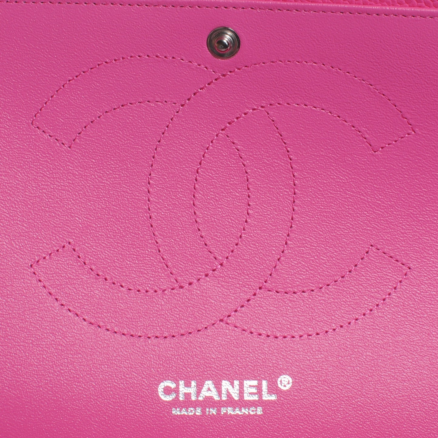 Iridescent Caviar Jumbo Double Flap Hot Pink