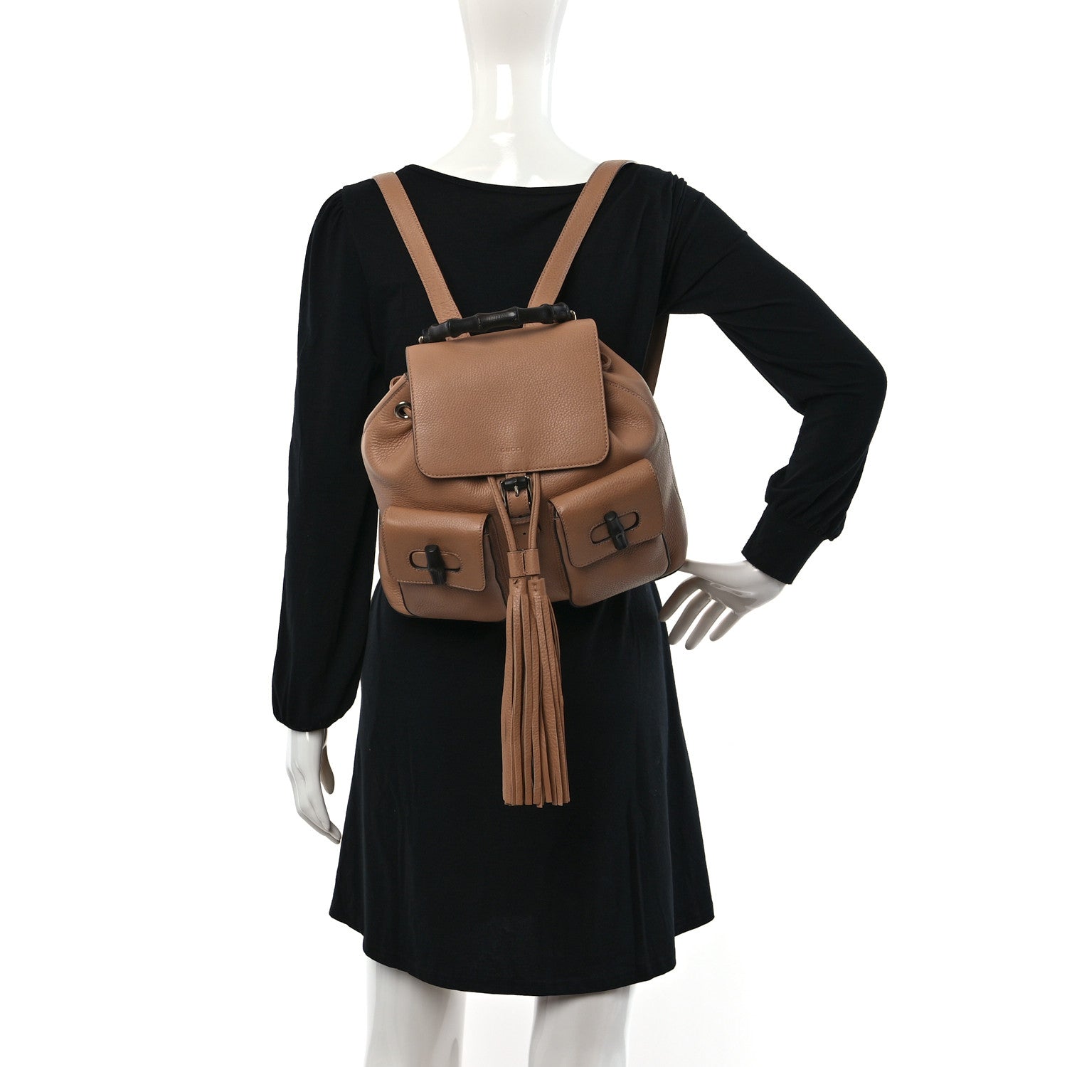 Gucci Cellarius Calfskin Medium Bamboo Backpack Camelia 2 of 9