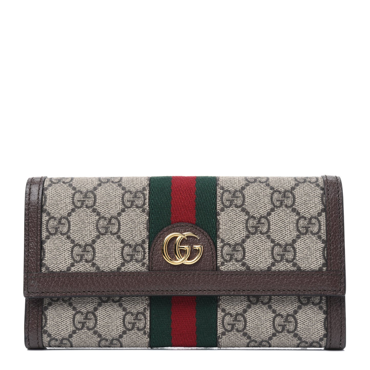 GG Supreme Monogram Web Ophidia Continental Wallet Brown