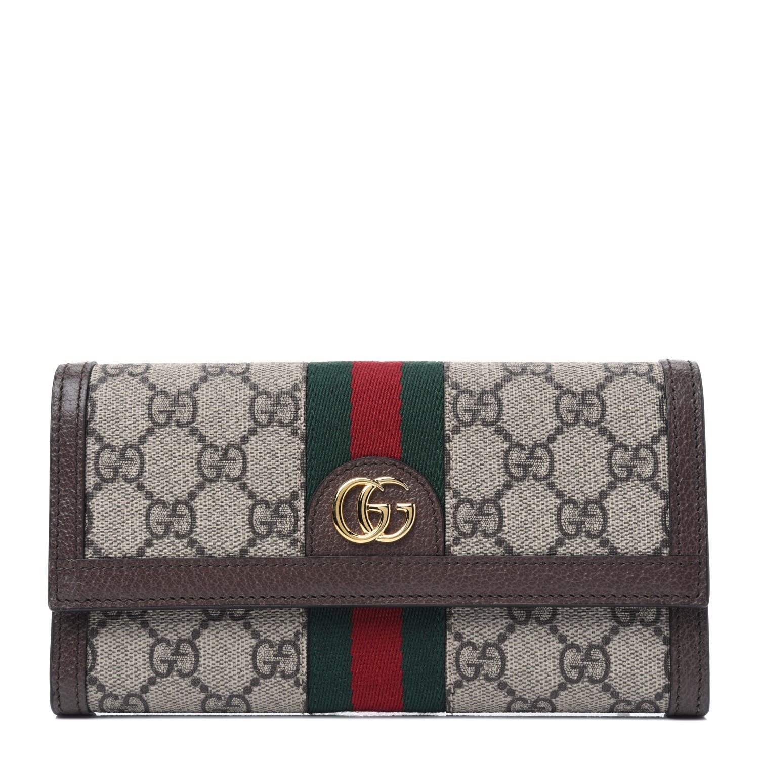 Gucci GG Supreme Monogram Web Ophidia Continental Wallet Brown 1 of 10