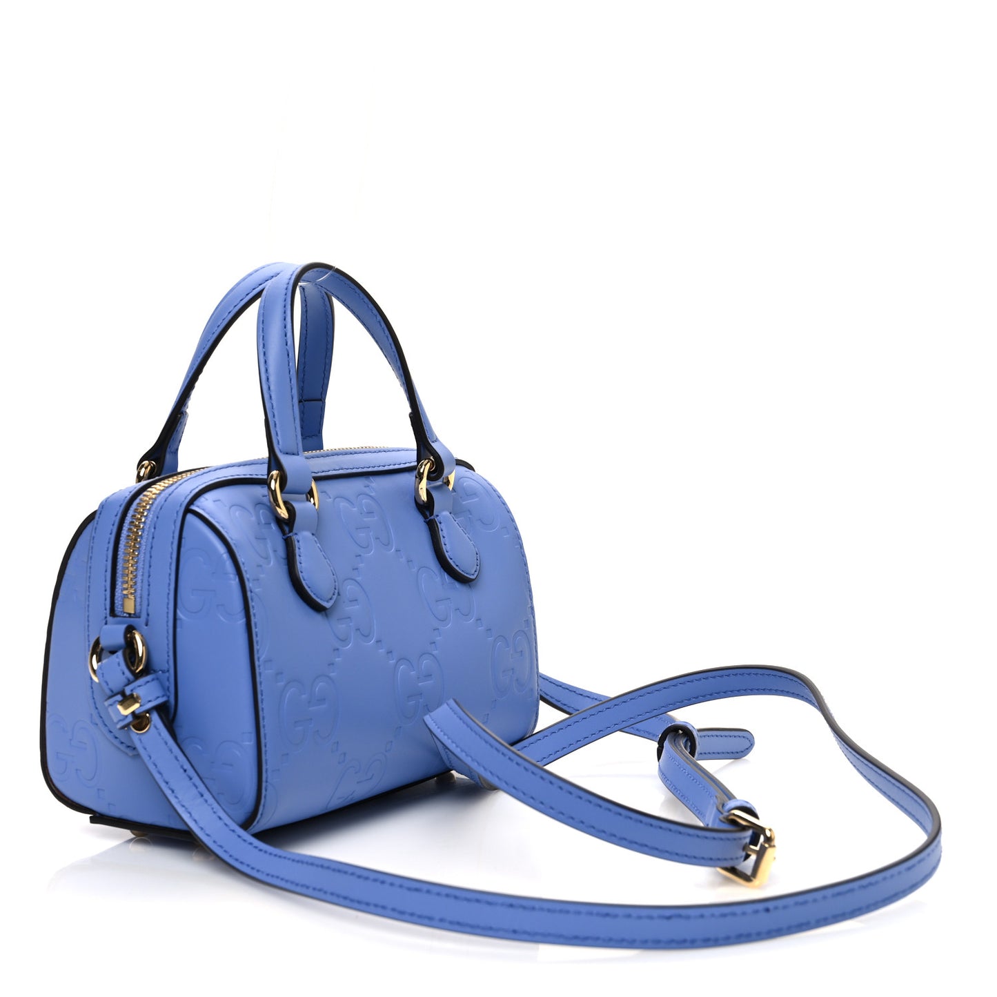 Gilbert Calfskin Jumbo GG Embossed Super Mini Top Handle Bowler Bag Bloom Lavender