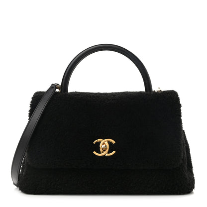 Chanel Shearling Lambskin Medium Coco Handle Flap Black 1 of 14