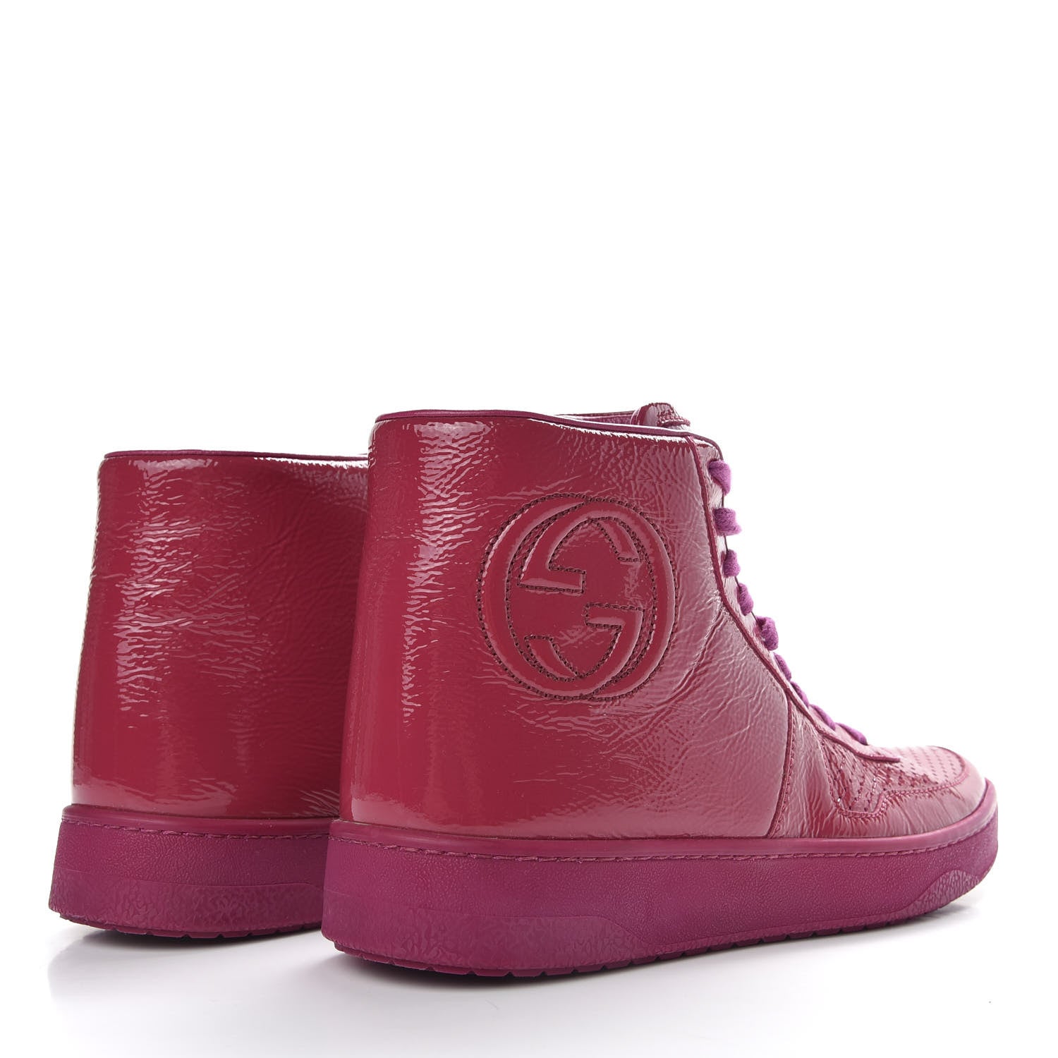 Gucci Soft Patent Womens High Top Sneakers 35.5 Fuchsia 4 of 9
