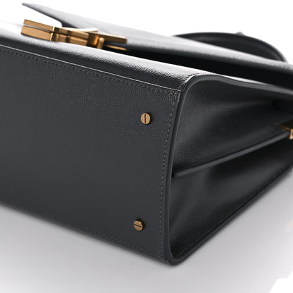 Saint Laurent Grain de Poudre Medium Classic Monogram Cassandra Top Handle Dark Smog 8 of 9