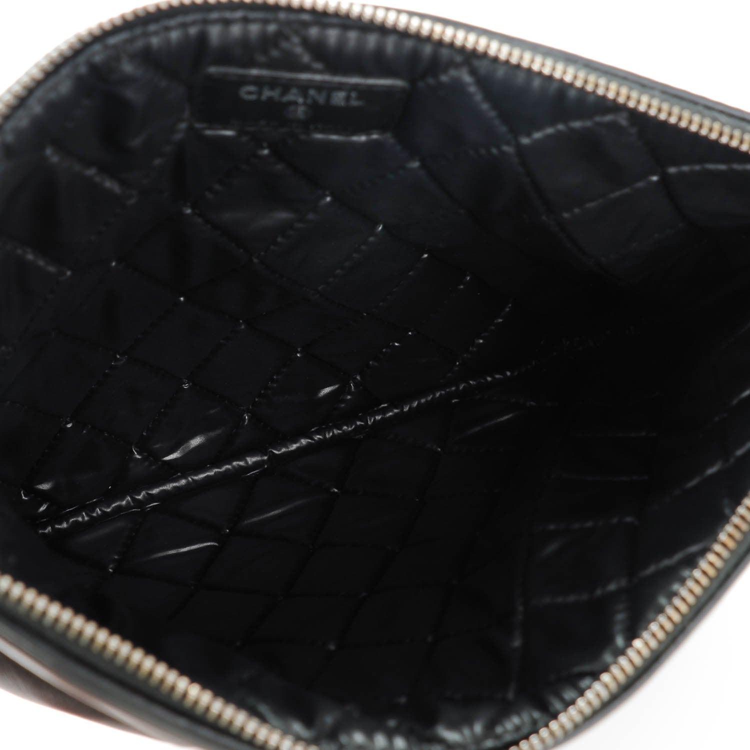Chanel Lambskin Patent Quilted Medium Cosmetic Case Black 5 of 7