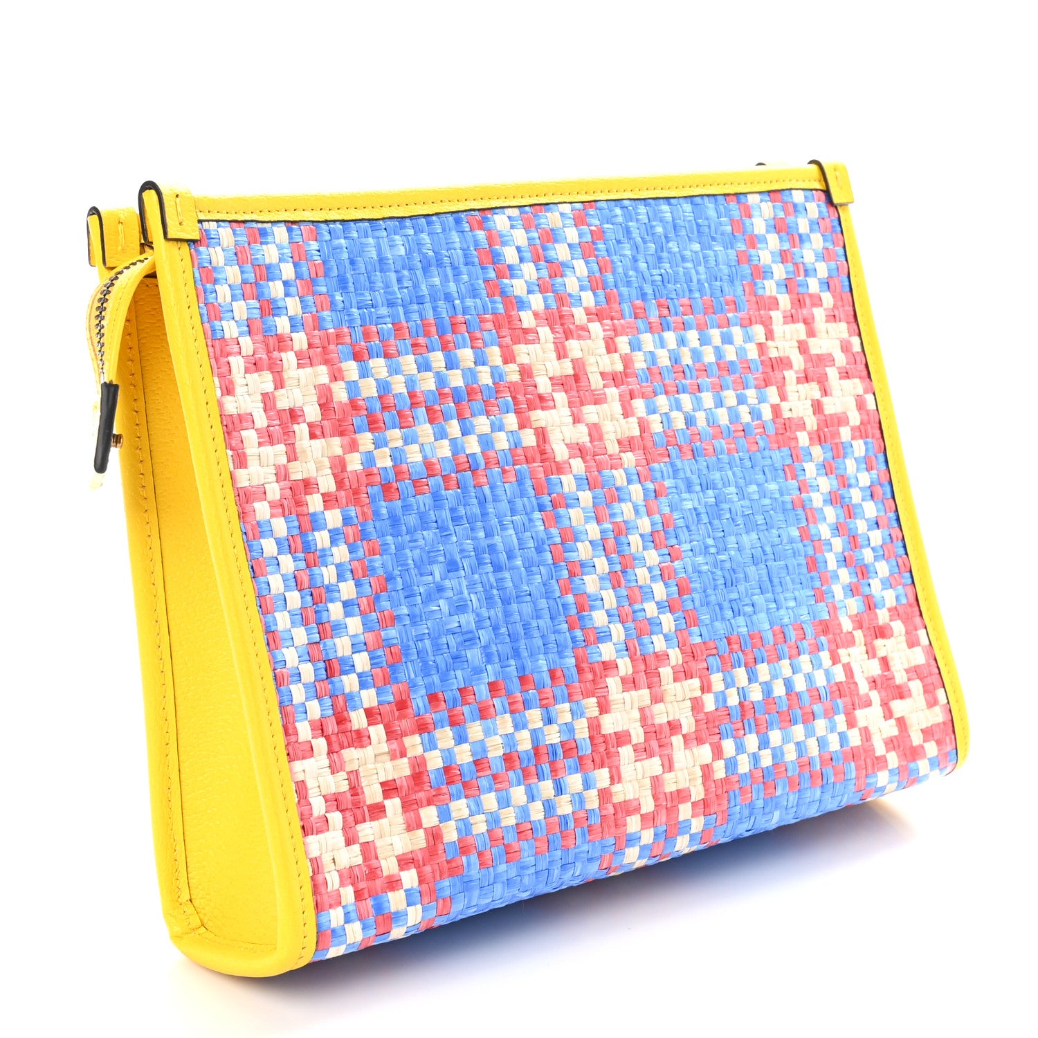 Gucci Raffia Sequins Miami Beauty Case Light Blue Red Multicolor 3 of 8