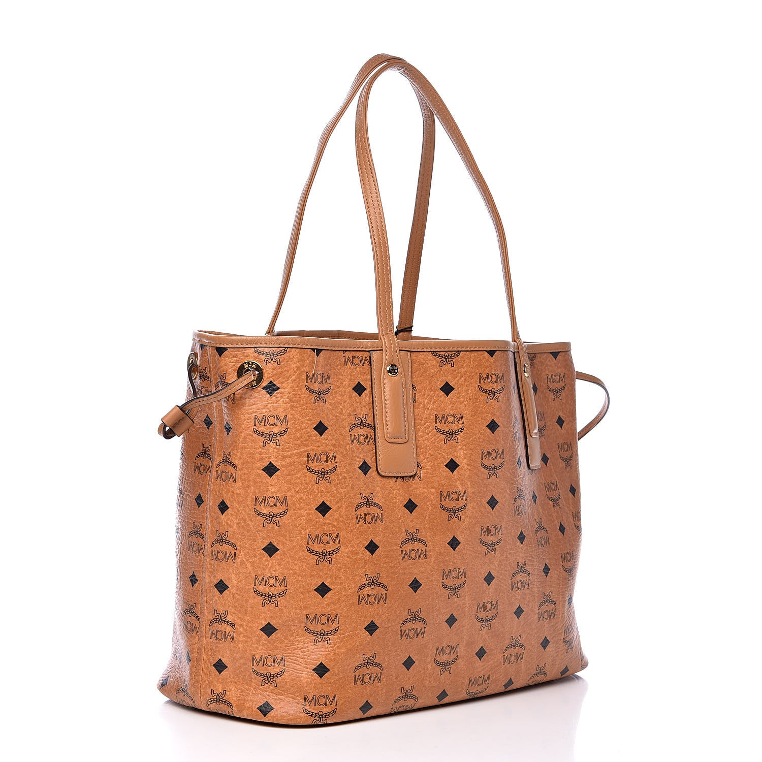 MCM Visetos Medium Liz Reversible Shopper Tote Cognac 6 of 16