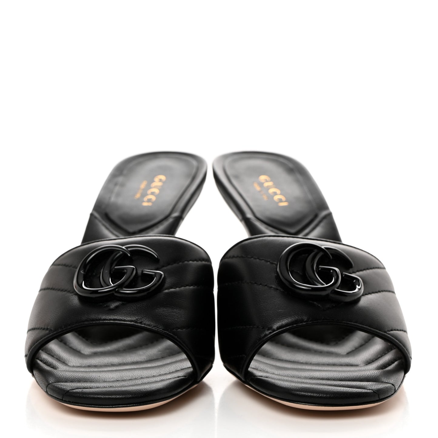 Nappa Matelasse Monochrome GG Marmont 75mm Slide Sandals 36.5 Black