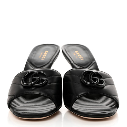 Gucci Nappa Matelasse Monochrome GG Marmont 75mm Slide Sandals 36.5 Black 2 of 9