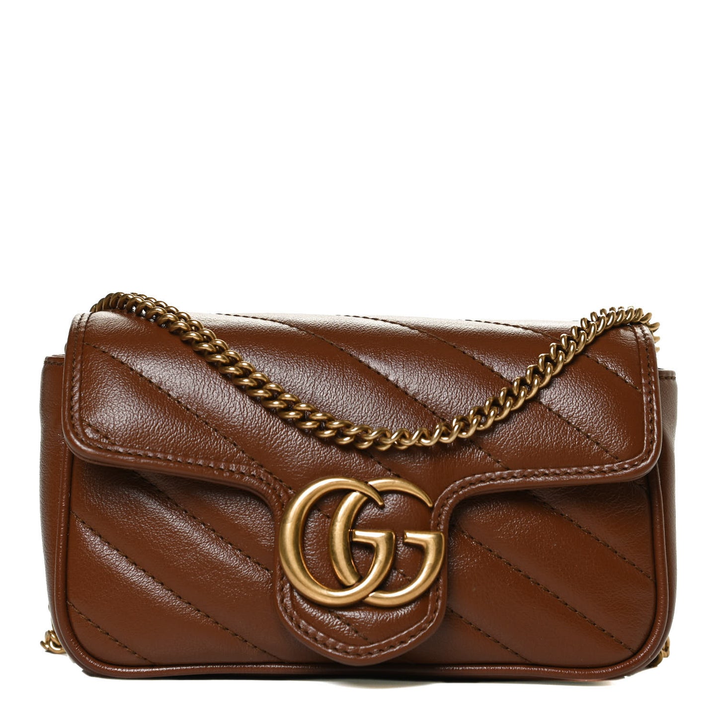 Azalea Calfskin Matelasse Diagonal Super Mini GG Marmont Shoulder Bag Cuir