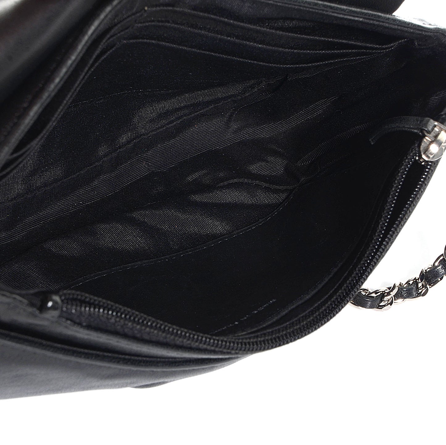 Lambskin Half Moon Wallet On Chain WOC Black