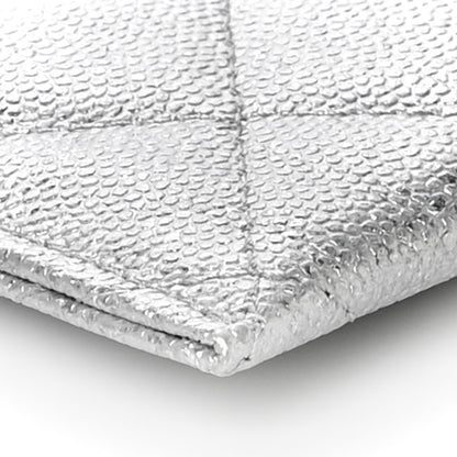 Chanel Metallic Caviar Quilted Card Holder Silver 10 of 12