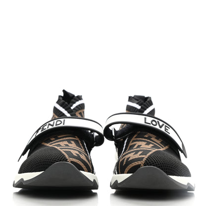 Fendi Stretch Yarn FF Stiff Band Rockoko Sneakers 38 Black White Tobacco 2 of 7