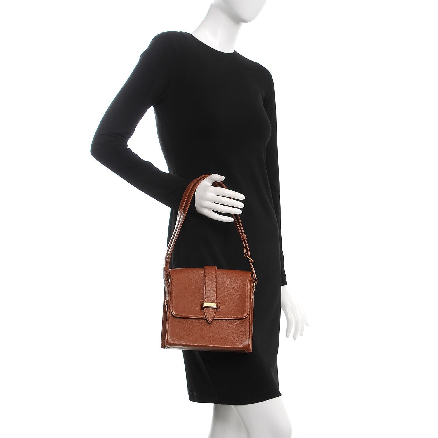 Chanel Grained Calfskin Shoulder Bag Brown 2 of 10