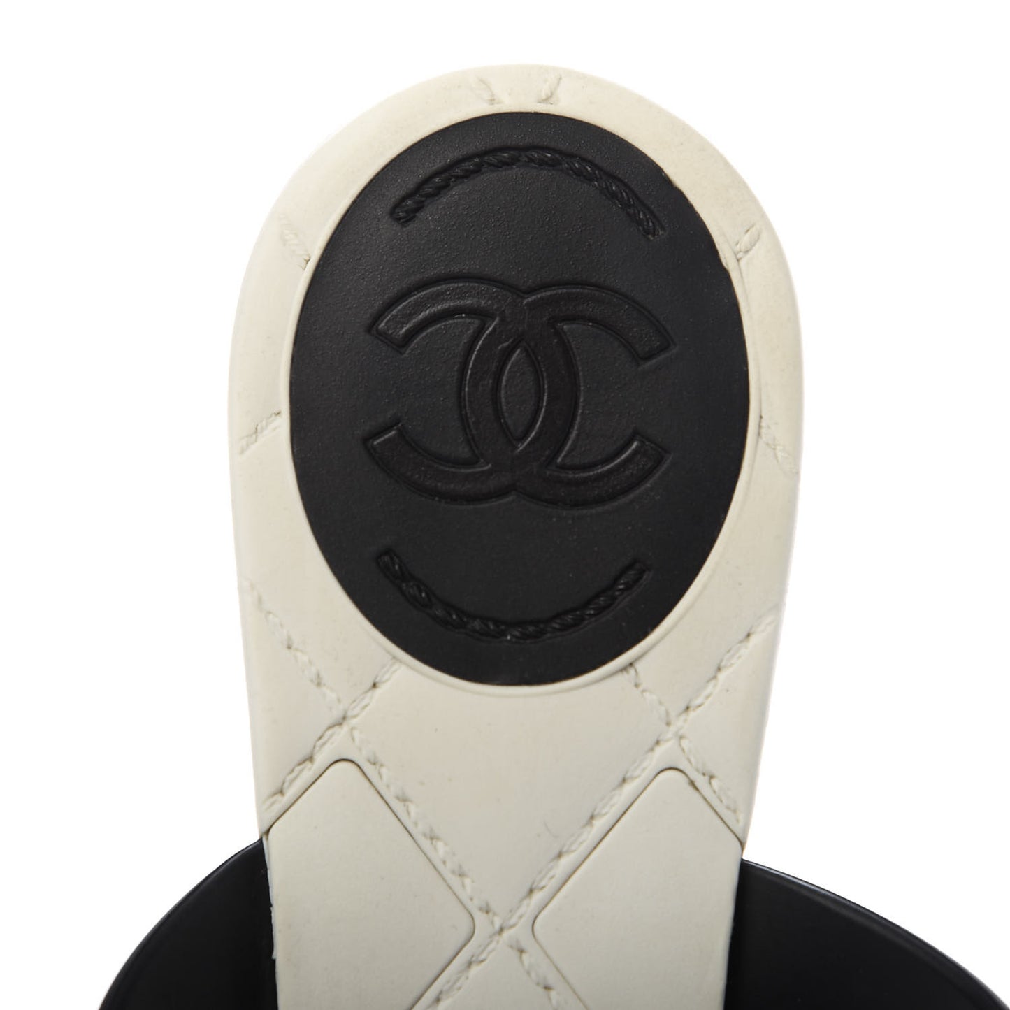 Jelly Quilted Camellia Thong Sandals 38 White Black