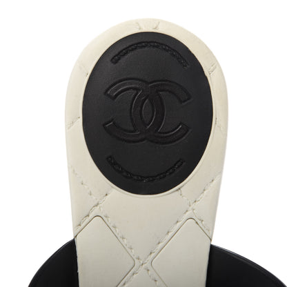 Chanel Jelly Quilted Camellia Thong Sandals 38 White Black 7 of 8