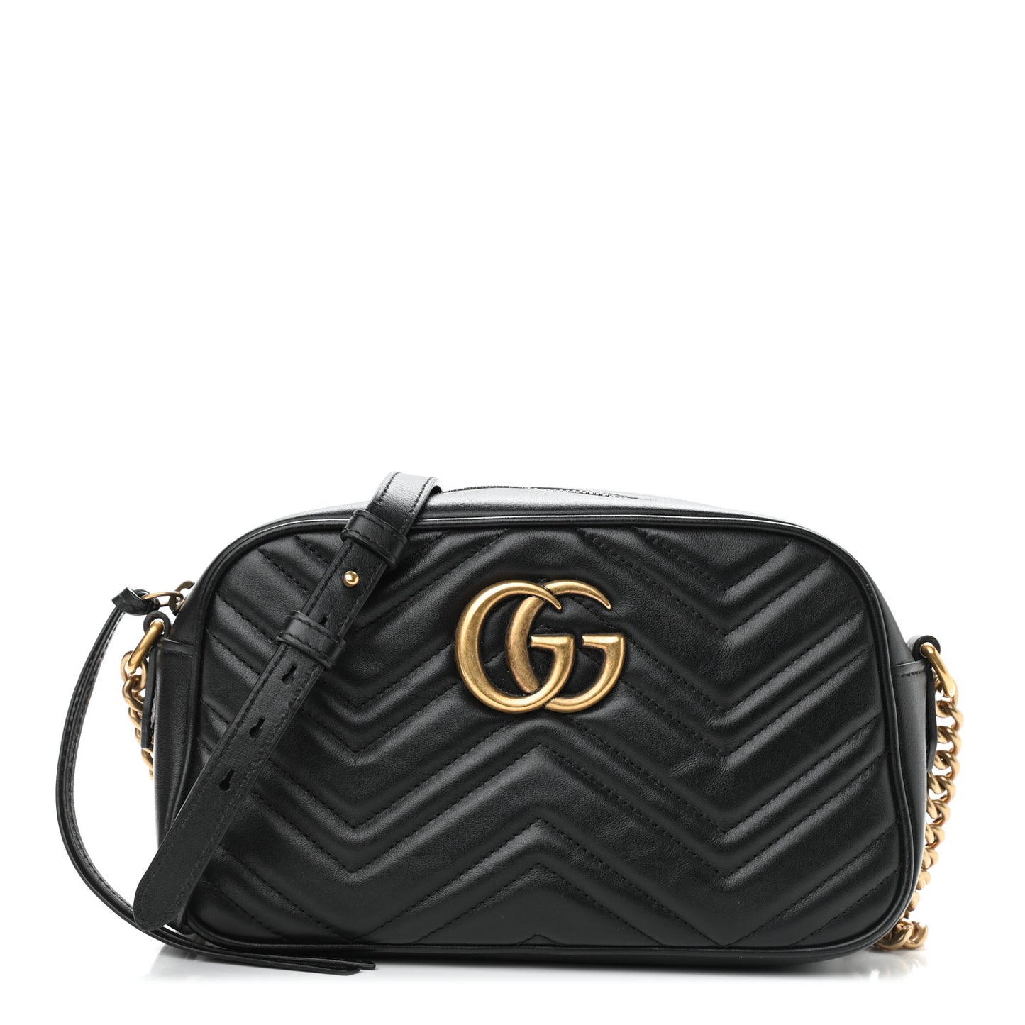 Calfskin Matelasse Small GG Marmont Chain Shoulder Bag Black