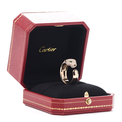 Cartier 18K Pink Gold Diamond Onyx Emerald Panthere De Band Ring 60 9 4 of 4