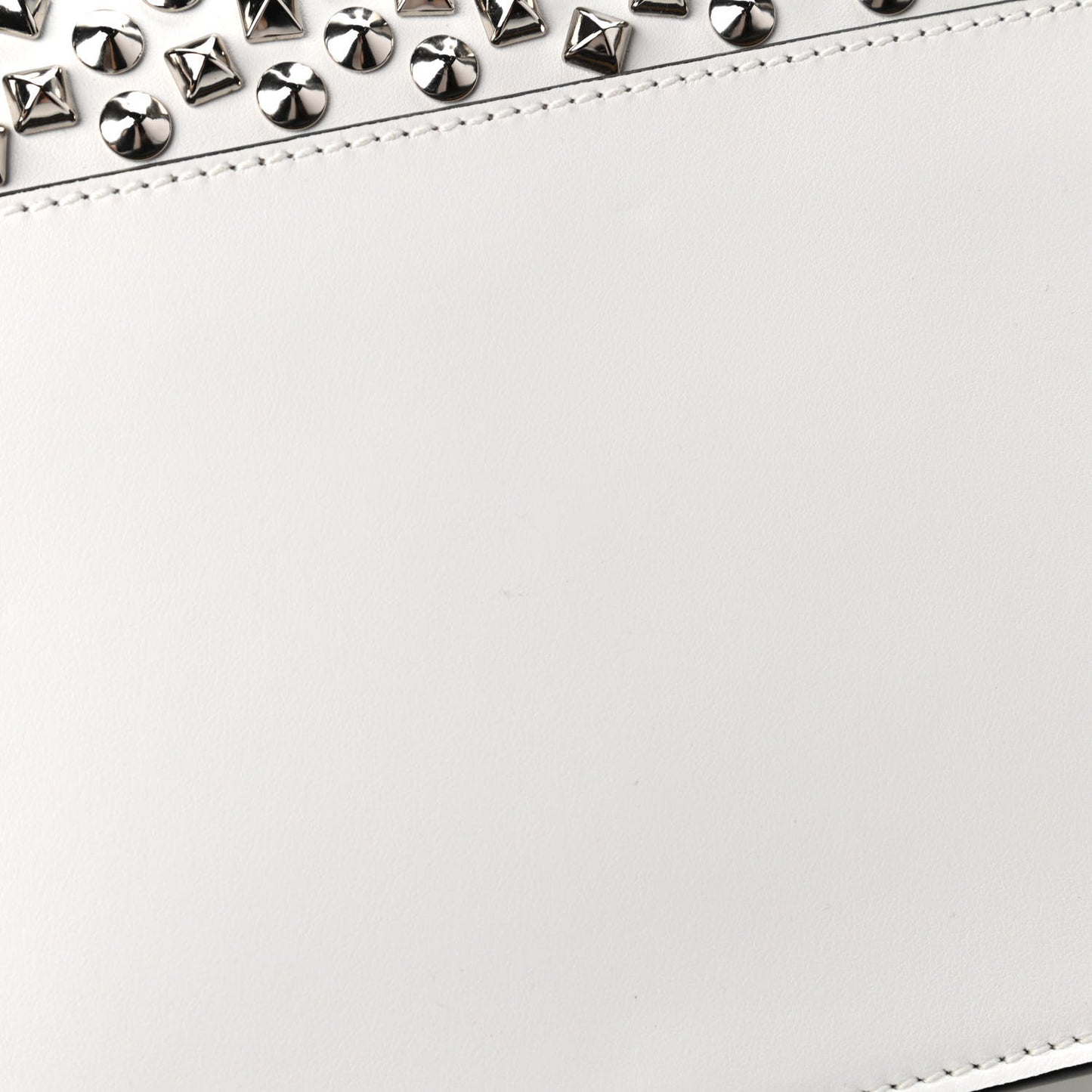 Calfskin Lambskin Studded Small Lunch Bag White