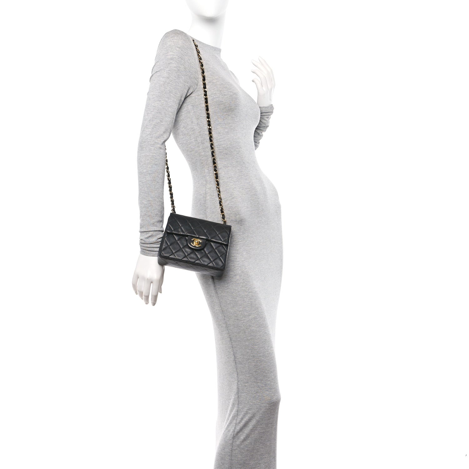 Chanel Lambskin Quilted Mini Square Flap Bag Black 2 of 11