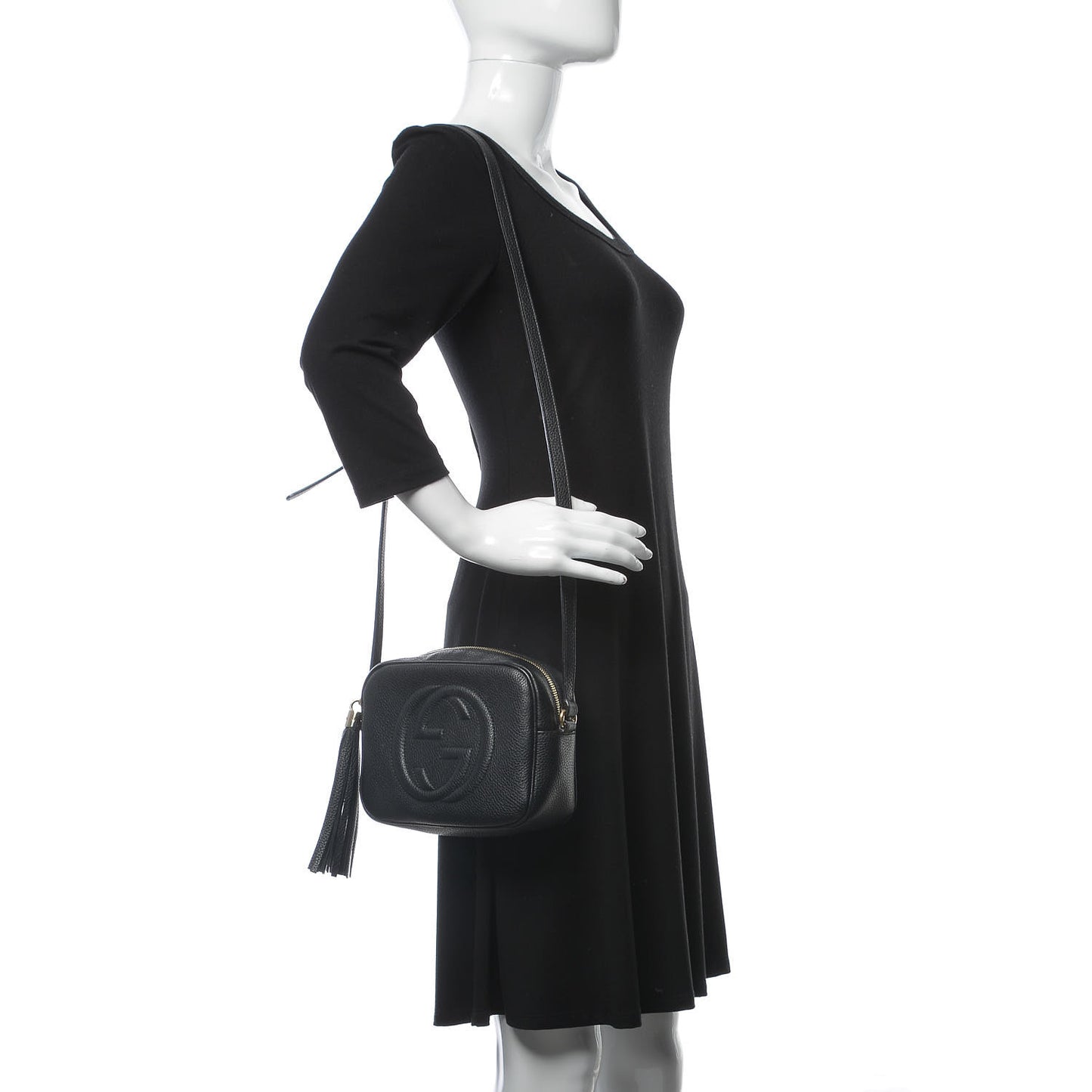 Pebbled Calfskin Small Soho Disco Bag Black