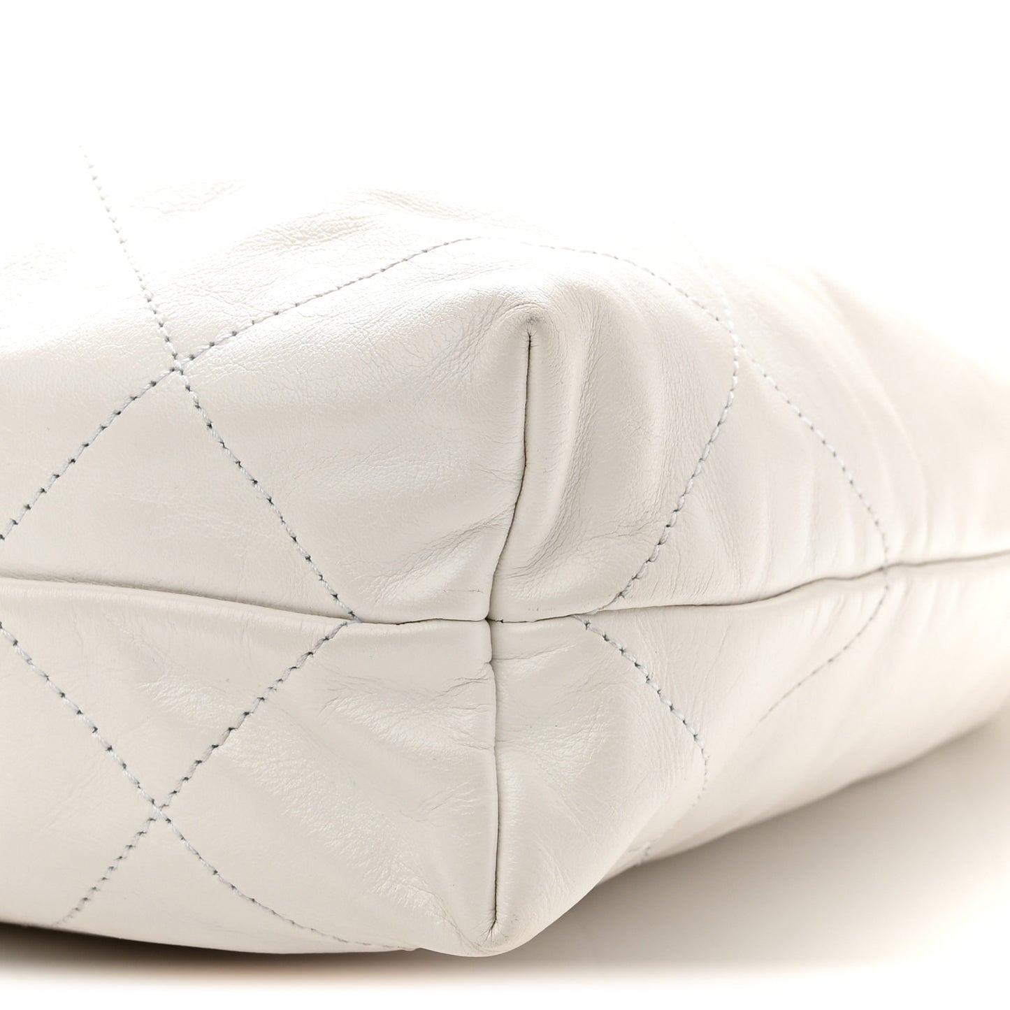 Shiny Calfskin Quilted Small Chanel 22 White