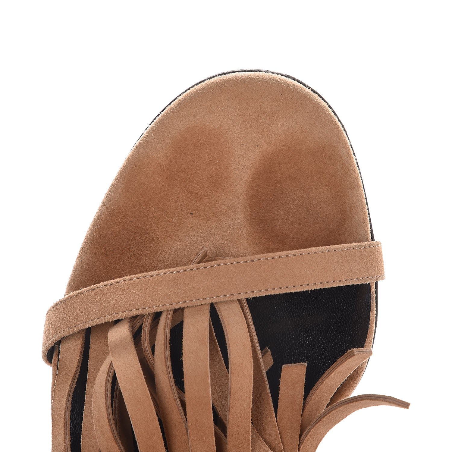 Gucci Suede Fringe Becky High Heel Sandals 38.5 Sand 8 of 11