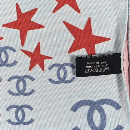 Chanel Silk CC Square Scarf Light Blue Pink Multicolor 5 of 5