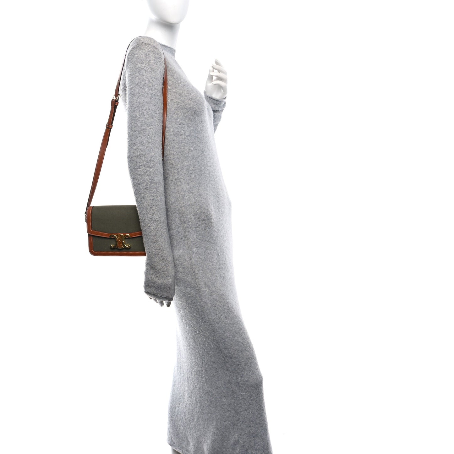 Textile Natural Calfskin Classique Triomphe Khaki Tan