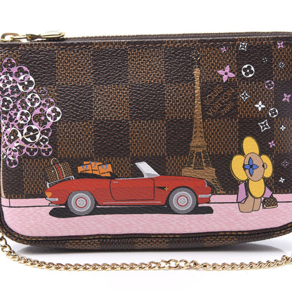 Louis Vuitton Damier Ebene 2019 Christmas Animation Mini Pochette Accessories Red 7 of 10