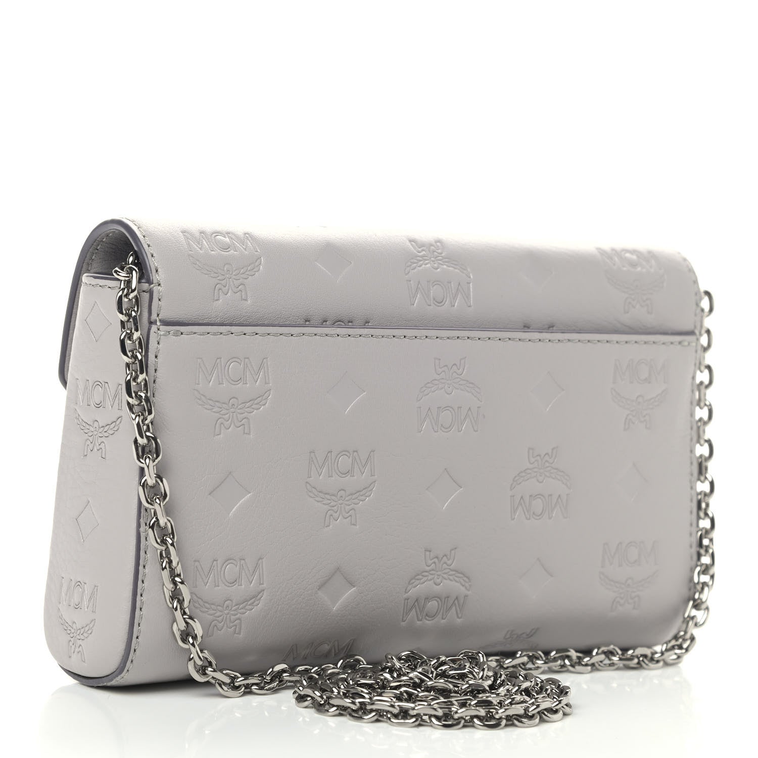 MCM Calfskin Ottomar Monogram Small Crossbody Bag Dove Grey 3 of 8