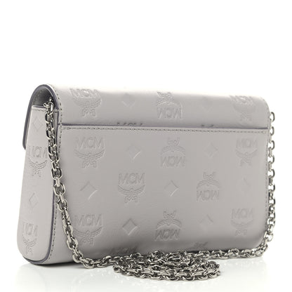 MCM Calfskin Ottomar Monogram Small Crossbody Bag Dove Grey 3 of 8