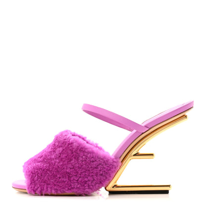 Fendi Shearling Vitello Fendi First 95mm Slide Sandals 40 Bouganville Colorado 1 of 8