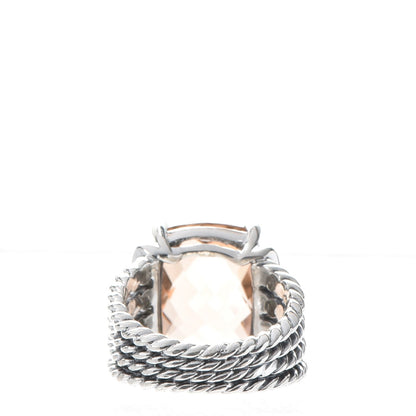 David Yurman Sterling Silver Diamond Morganite 16mm Wheaton Ring 52 6 3 of 4