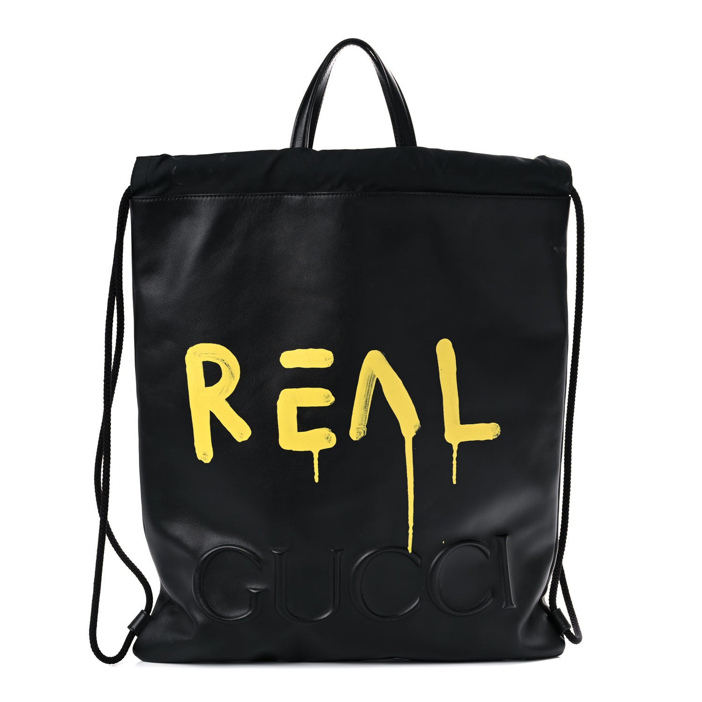Calfskin Small GucciGhost Drawstring Backpack Black