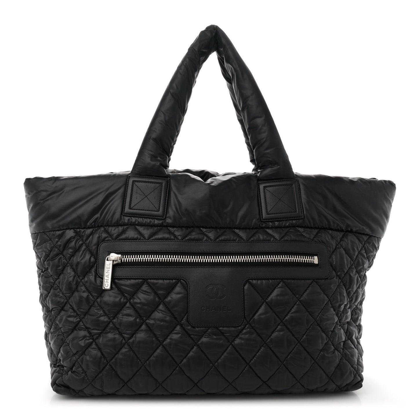 Nylon Quilted Large Coco Cocoon Tote   Black