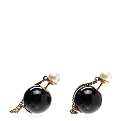 Christian Dior Pearl Mise En Dior Tribal Chain Earrings Black White 1 of 4