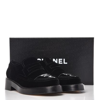 Chanel Velvet Patent Mocassin Loafers 40 Black 9 of 9