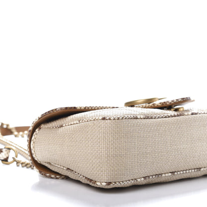 Gucci Raffia Elaphe Matelasse Small GG Marmont Shoulder Bag Natural Cream Brown 6 of 12