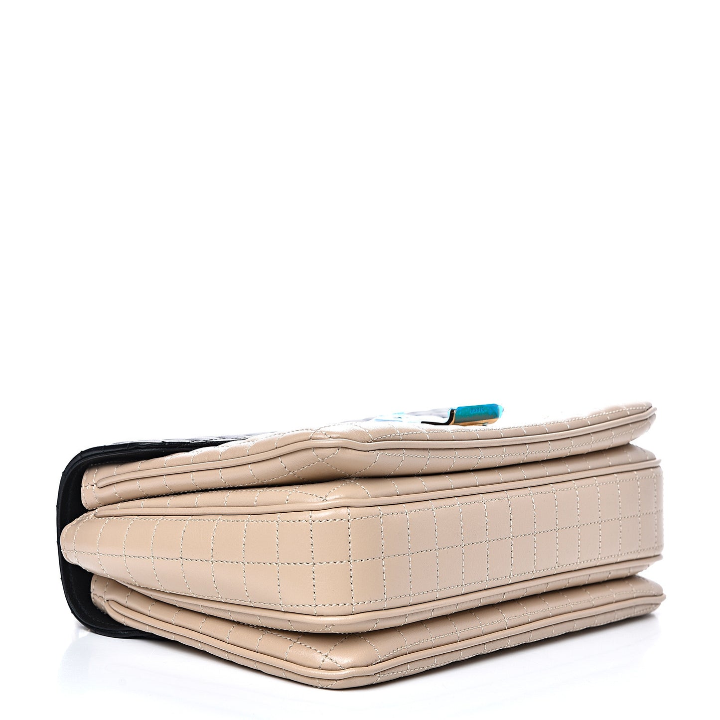 Calfskin Quilted Medium C Bag Nude Black