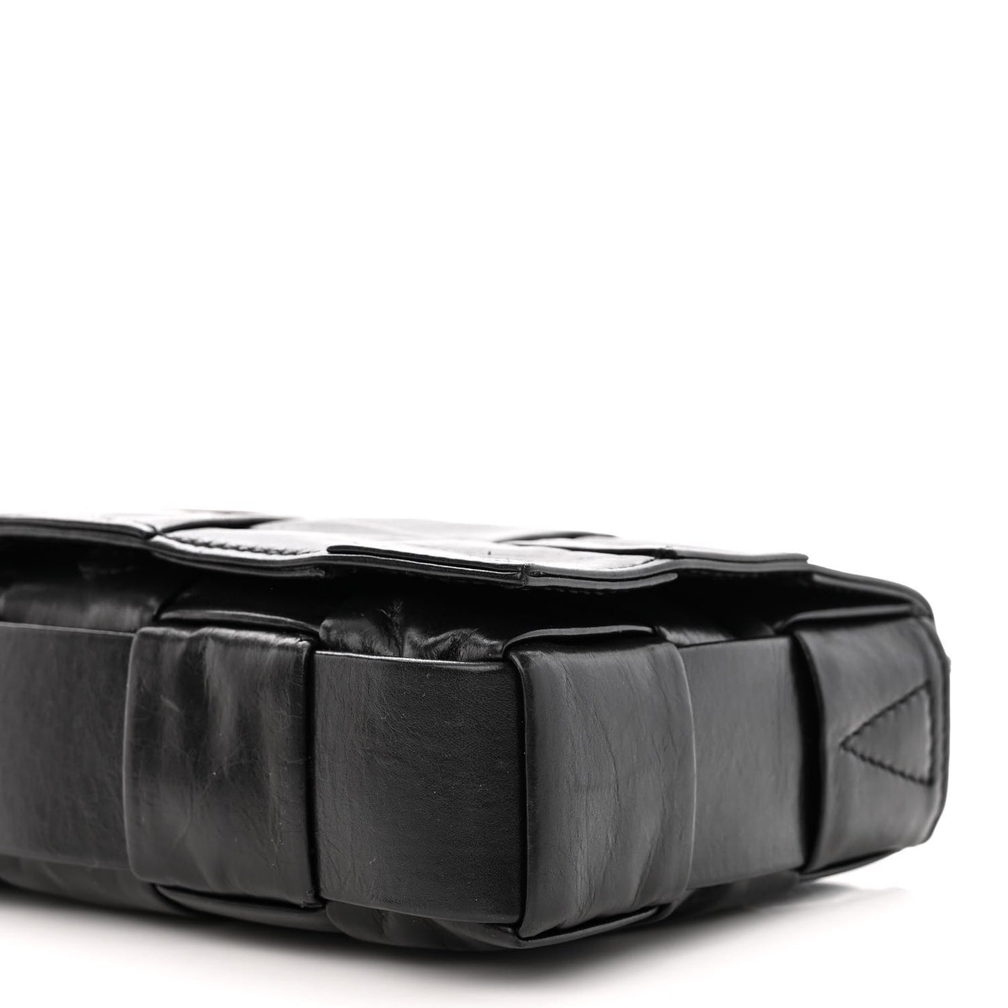Paper Calfskin Maxi Intreccio Cassette Crossbody Bag Black
