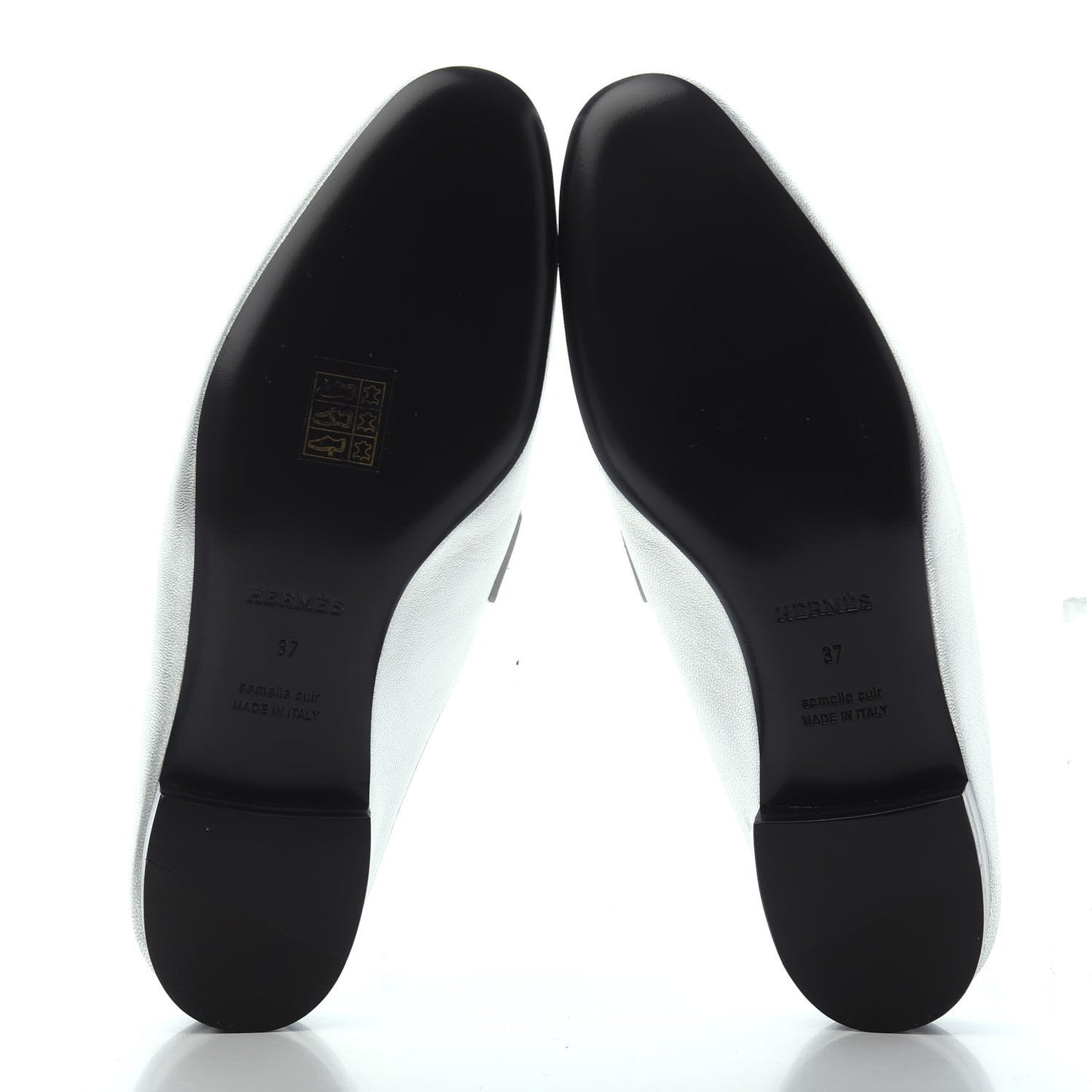 Metallic Goatskin Rivoli Mules 37 Gris Argente
