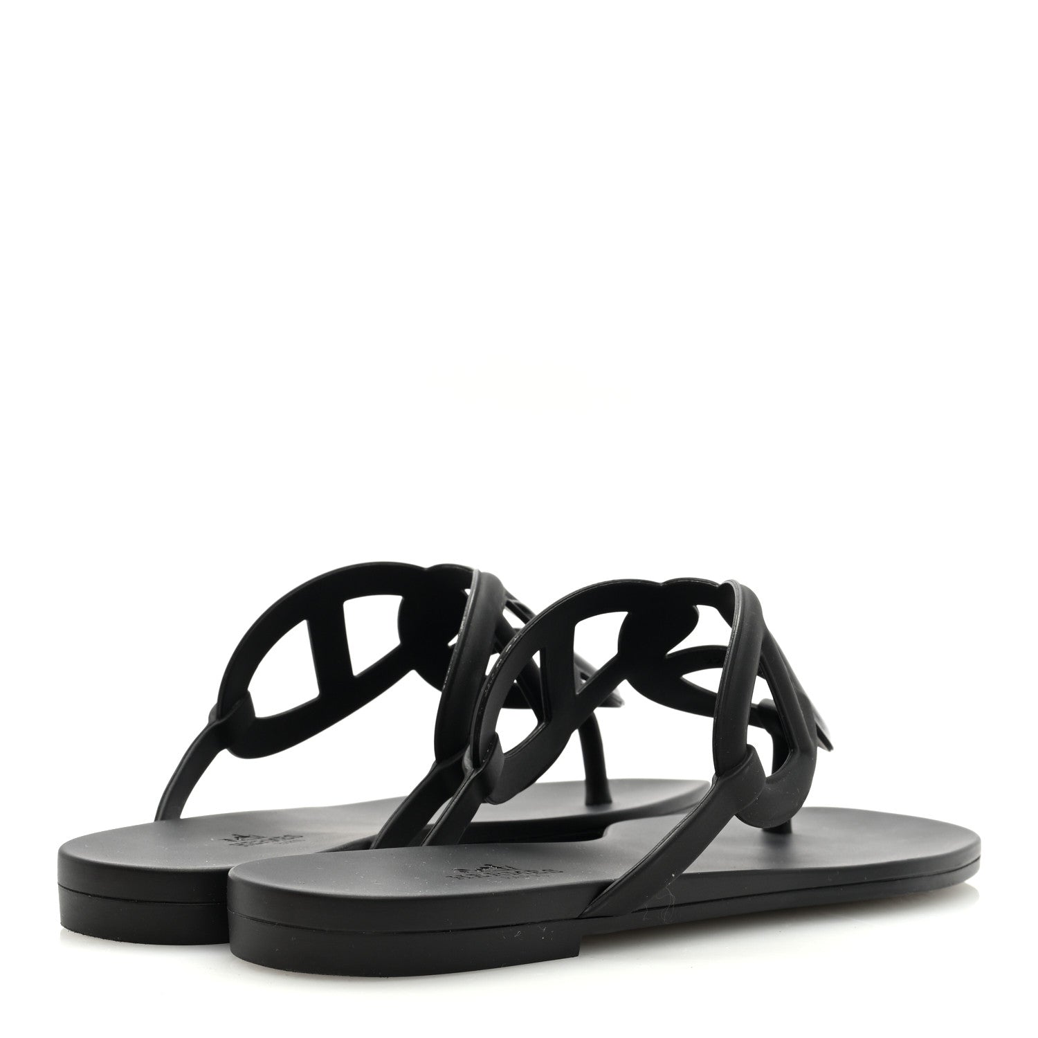 Hermes Rubber Womens Egerie Sandals 37 Black 4 of 8