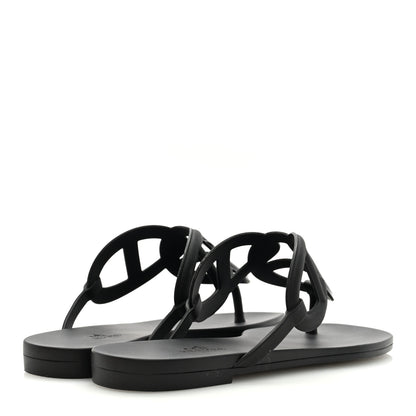 Hermes Rubber Womens Egerie Sandals 37 Black 4 of 8
