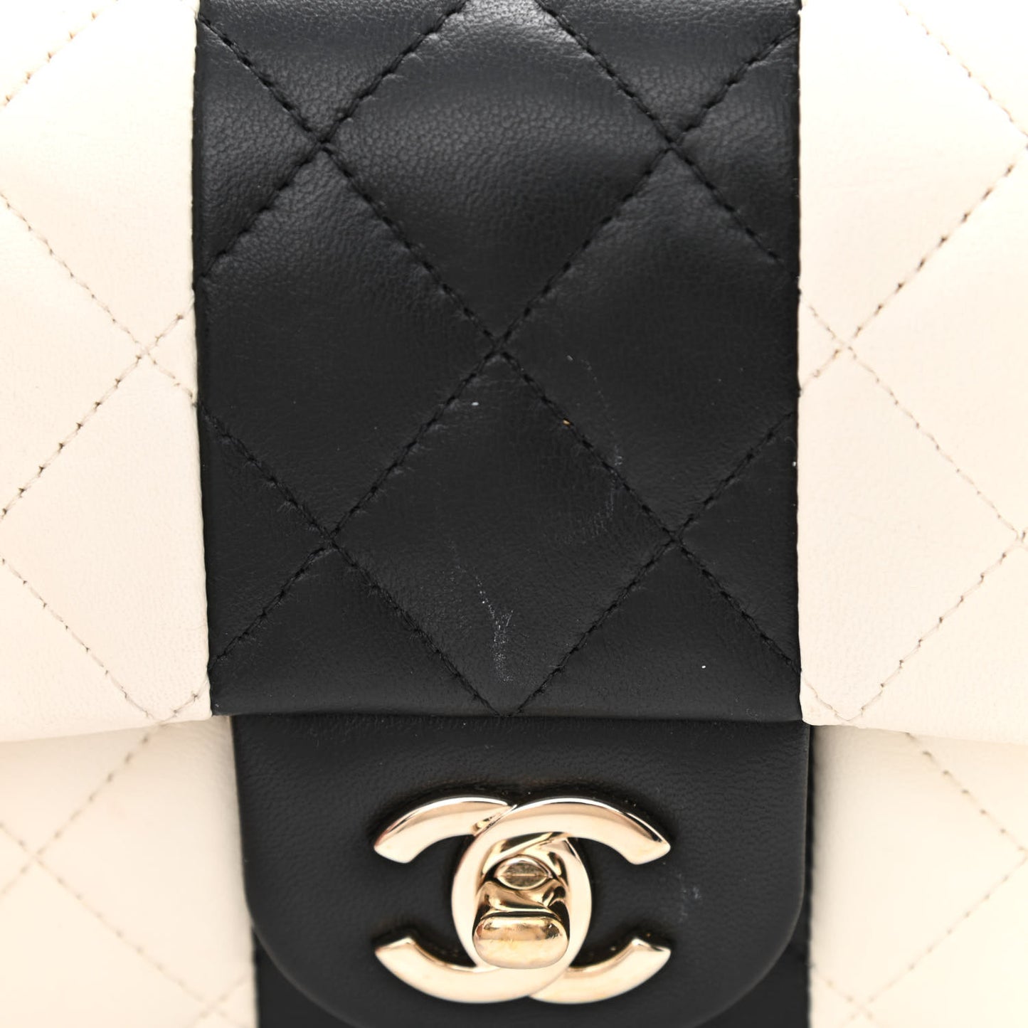 Lambskin Quilted Mini Rectangular Flap White Black