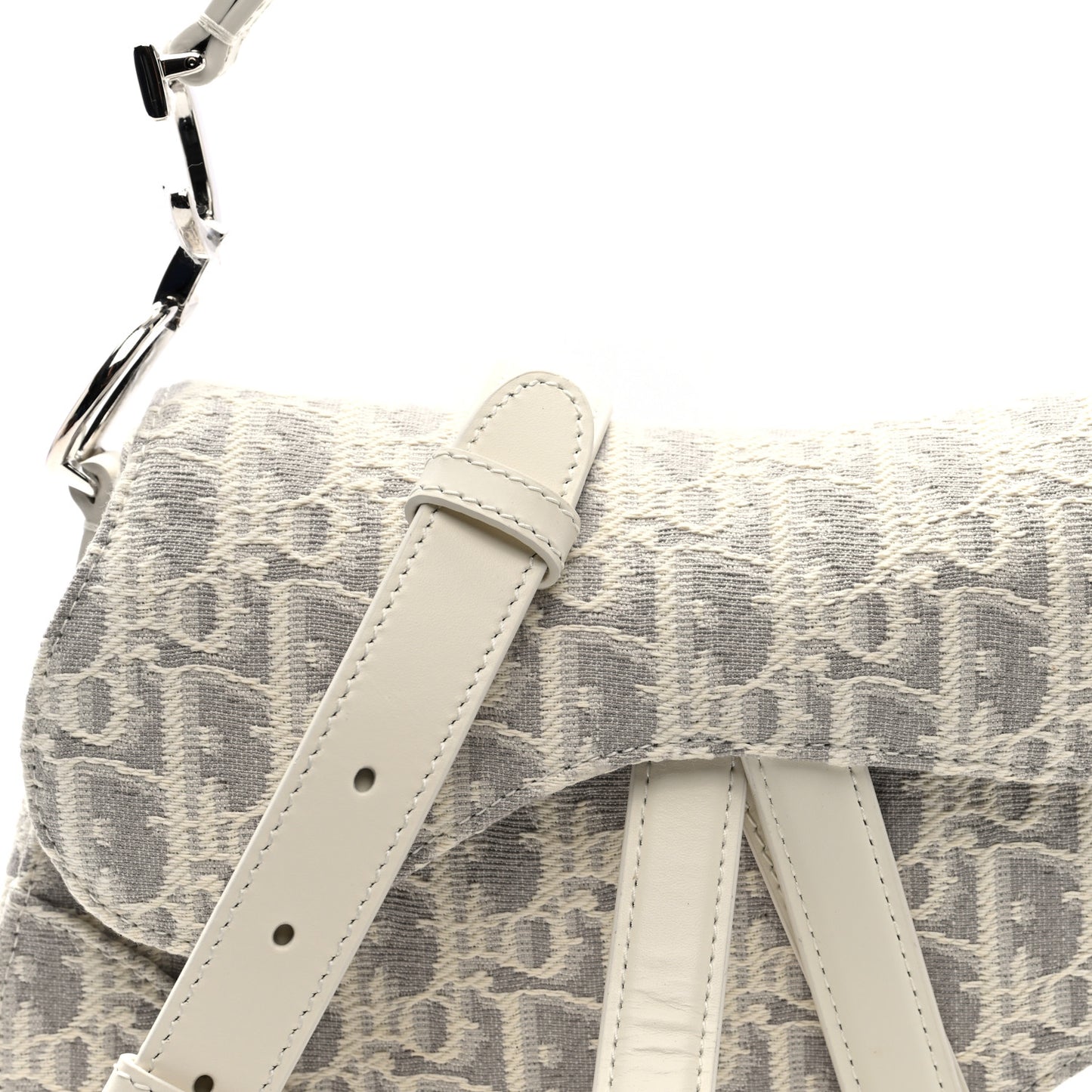 Oblique Mini Saddle Bag With Strap Latte Grey