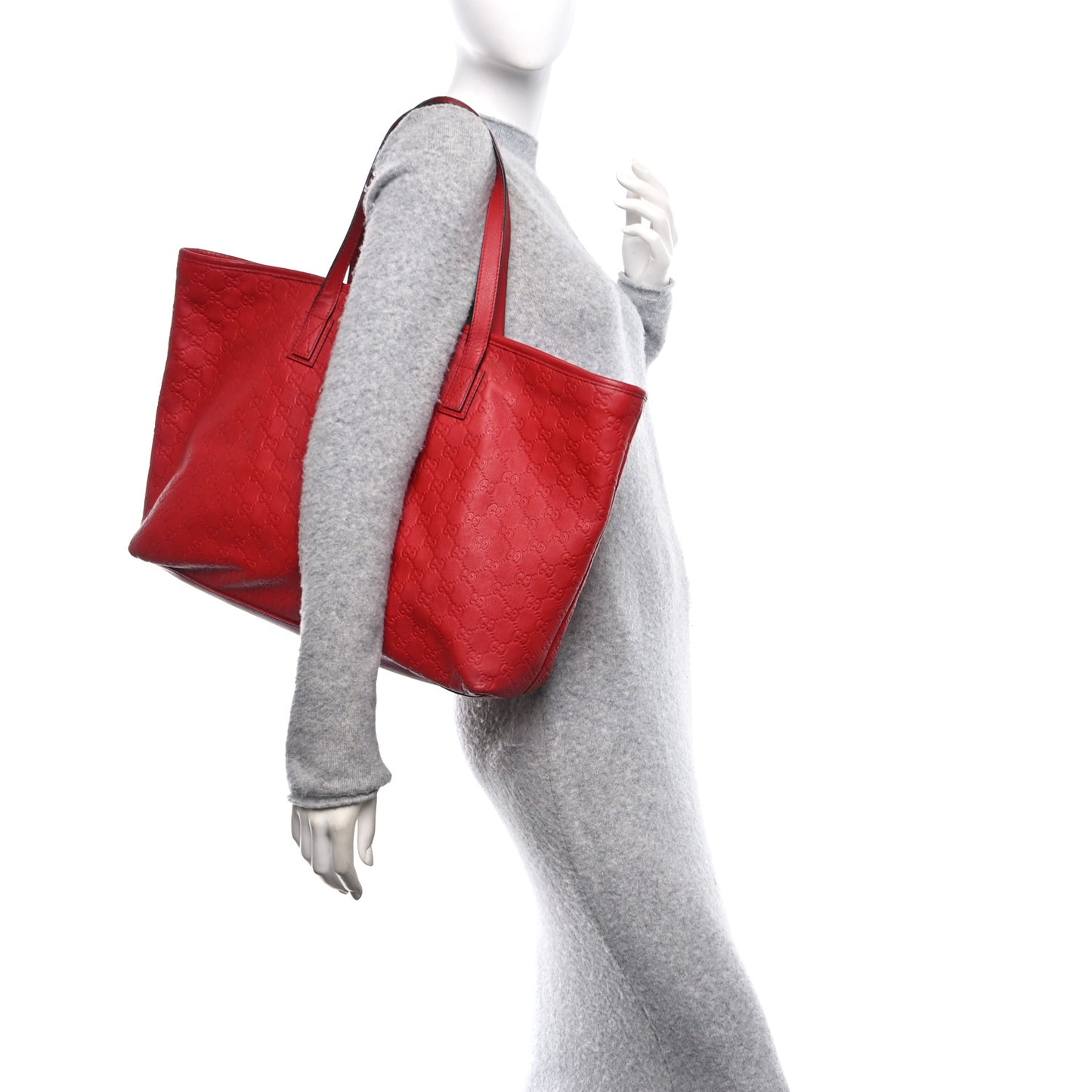 Guccissima Large Zippered Shopping Tote Red