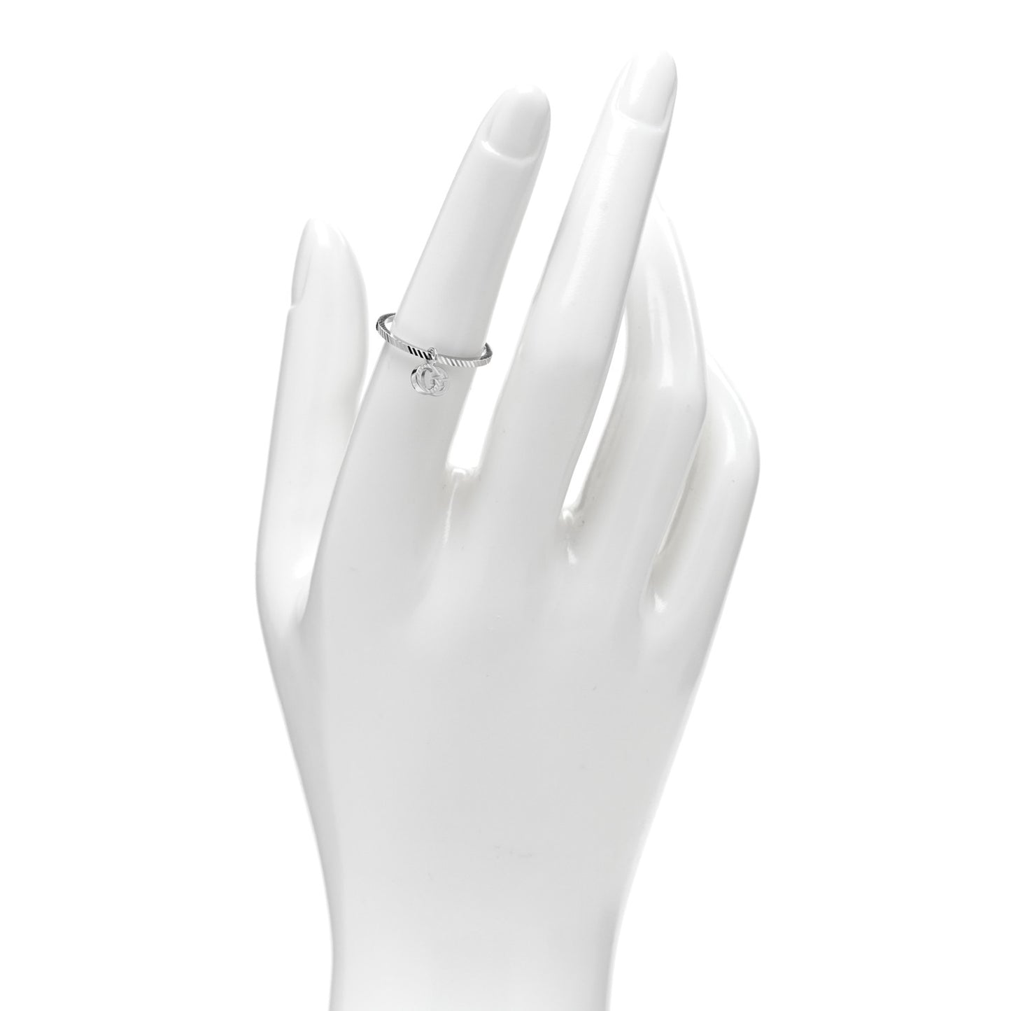 18K White Gold Running G Charm Ring 51 5.75