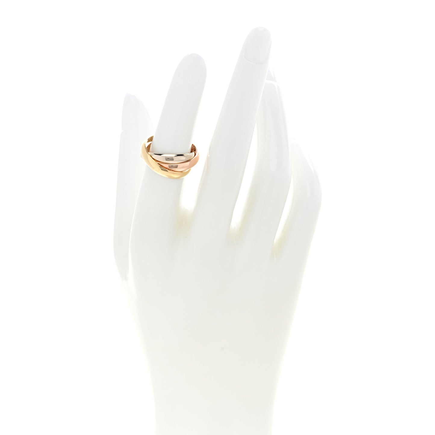 18K Pink Yellow White Gold Classic Les Must De Cartier Trinity Ring 52 6