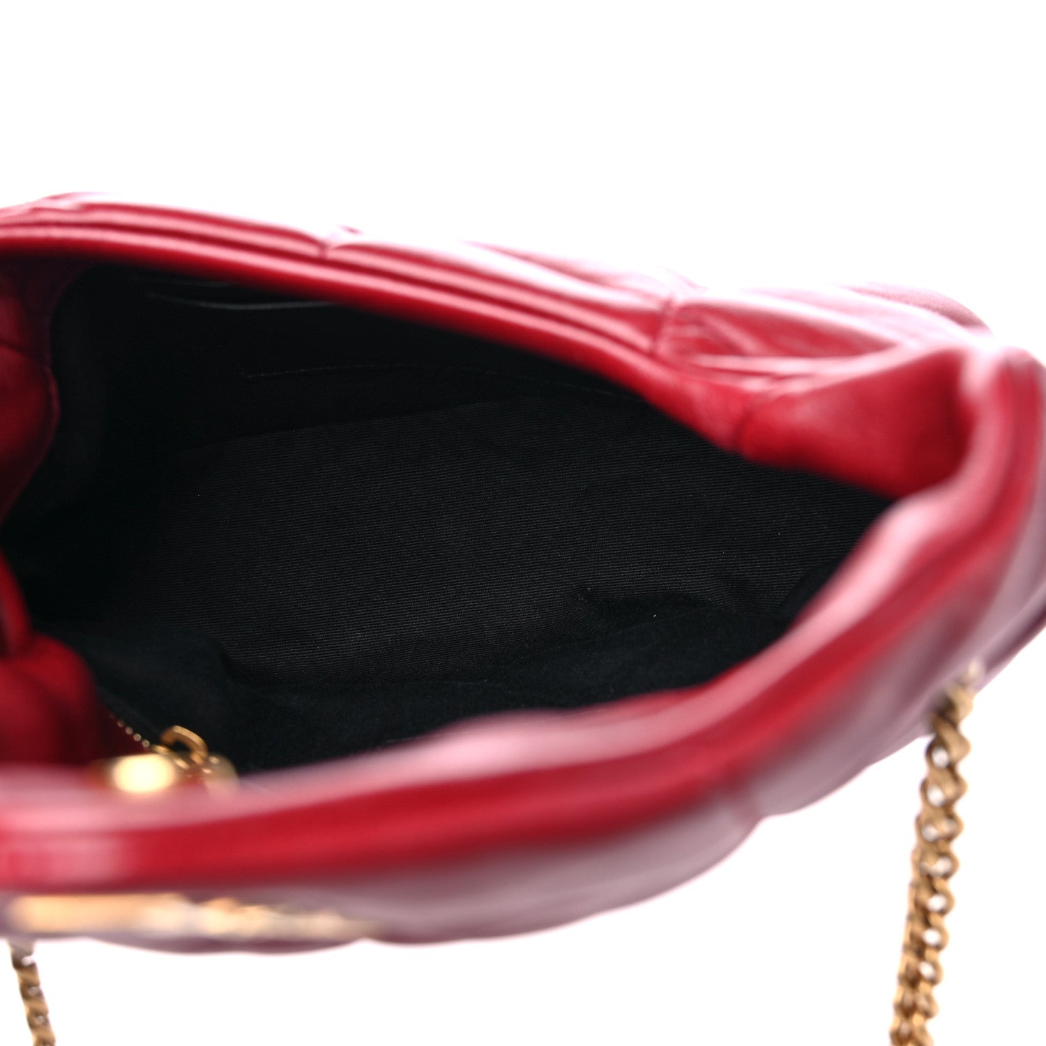 Saint Laurent Lambskin Quilted Toy Loulou Puffer Monogram Chain Satchel Red 5 of 14
